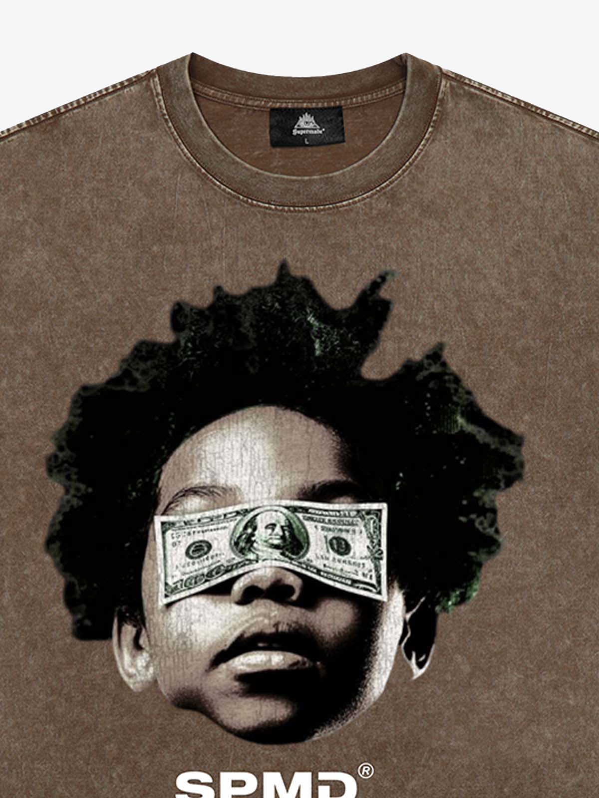 Original Distressed Washed Dollar Boy Print T-Shirt 