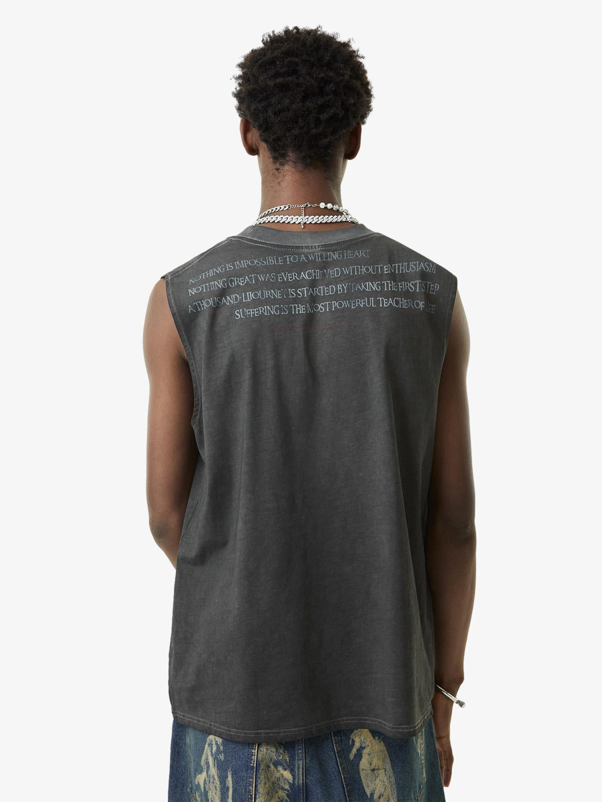 Thesupermade Heavy Worker Washed And Broken Retro Font VEST 