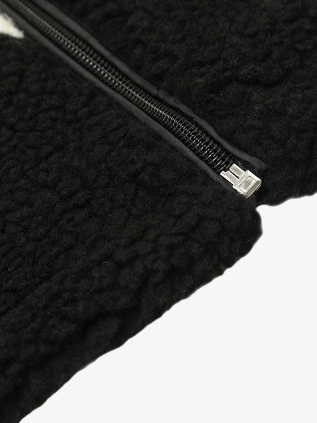 Thesupermade Jacquard Stand Collar Sherpa  Jacket 