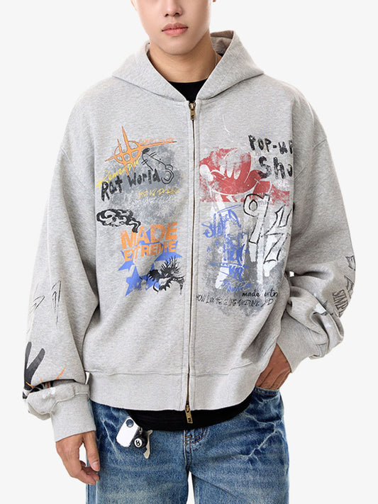 Thesupermade Graffiti Cardigan Hoodie 