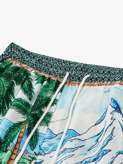 Mountain Coconut Printed Hip-Hop Short Set 