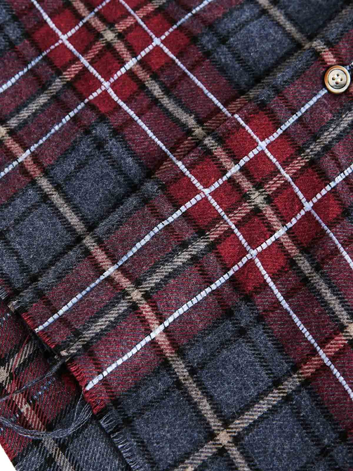 Retro Faux Two-Piece Plaid Shirt 