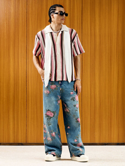 Thesupermade Floral Print Straight Jeans - 2409 