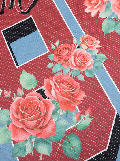 Floral Print Jersey V Neck T-Shirt 