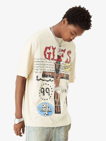 Thesupermade Funny Jesus Graffiti Street Rap T-shirt 