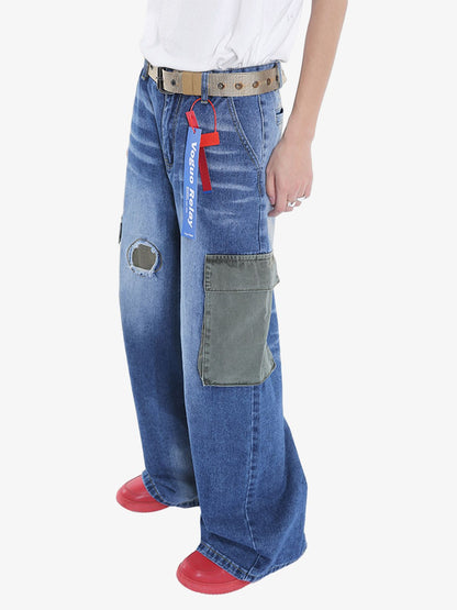 Thesupermade Homemade Large Pocket Cargo Jeans 