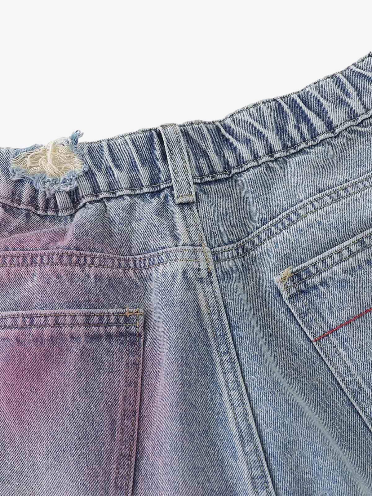Distressed Tie-Dye Denim Jorts 