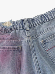 Distressed Tie-Dye Denim Jorts 