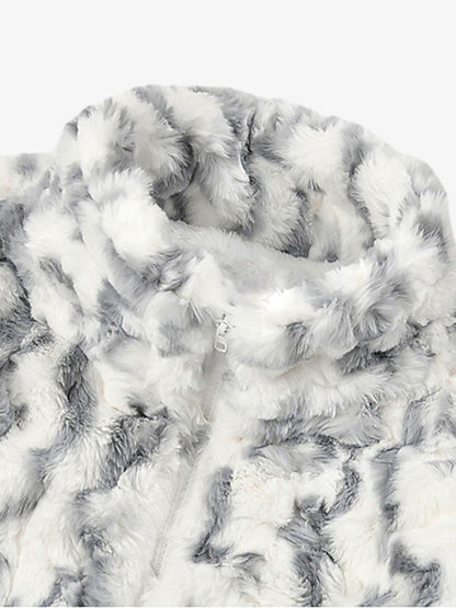 Tie-Dye Stand Collar Sherpa Jacket 