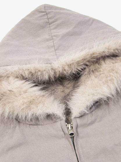 Patchwork Fur Hooded Quilted Jacket 