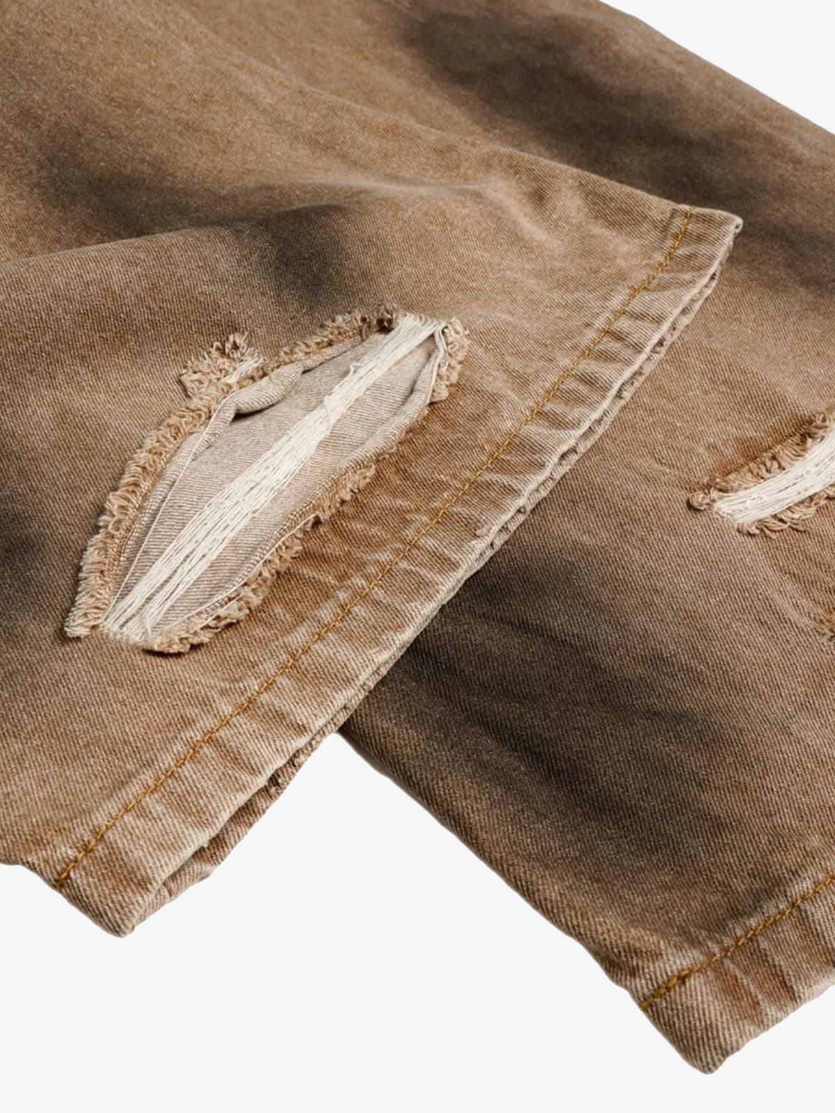 Street Ripped Dirty Dye Jeans 