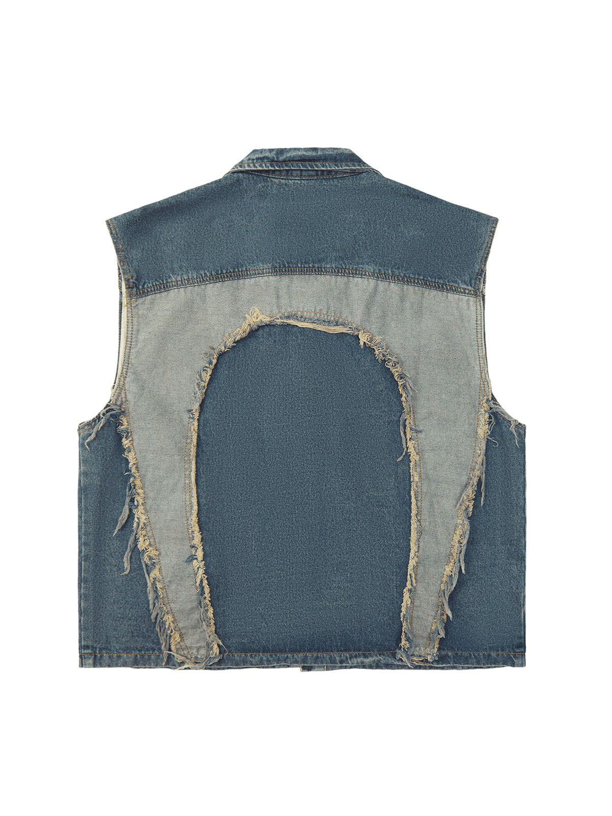 Thesupermade Contrast Denim Heart Stitching Street Rap Vest - 2062 