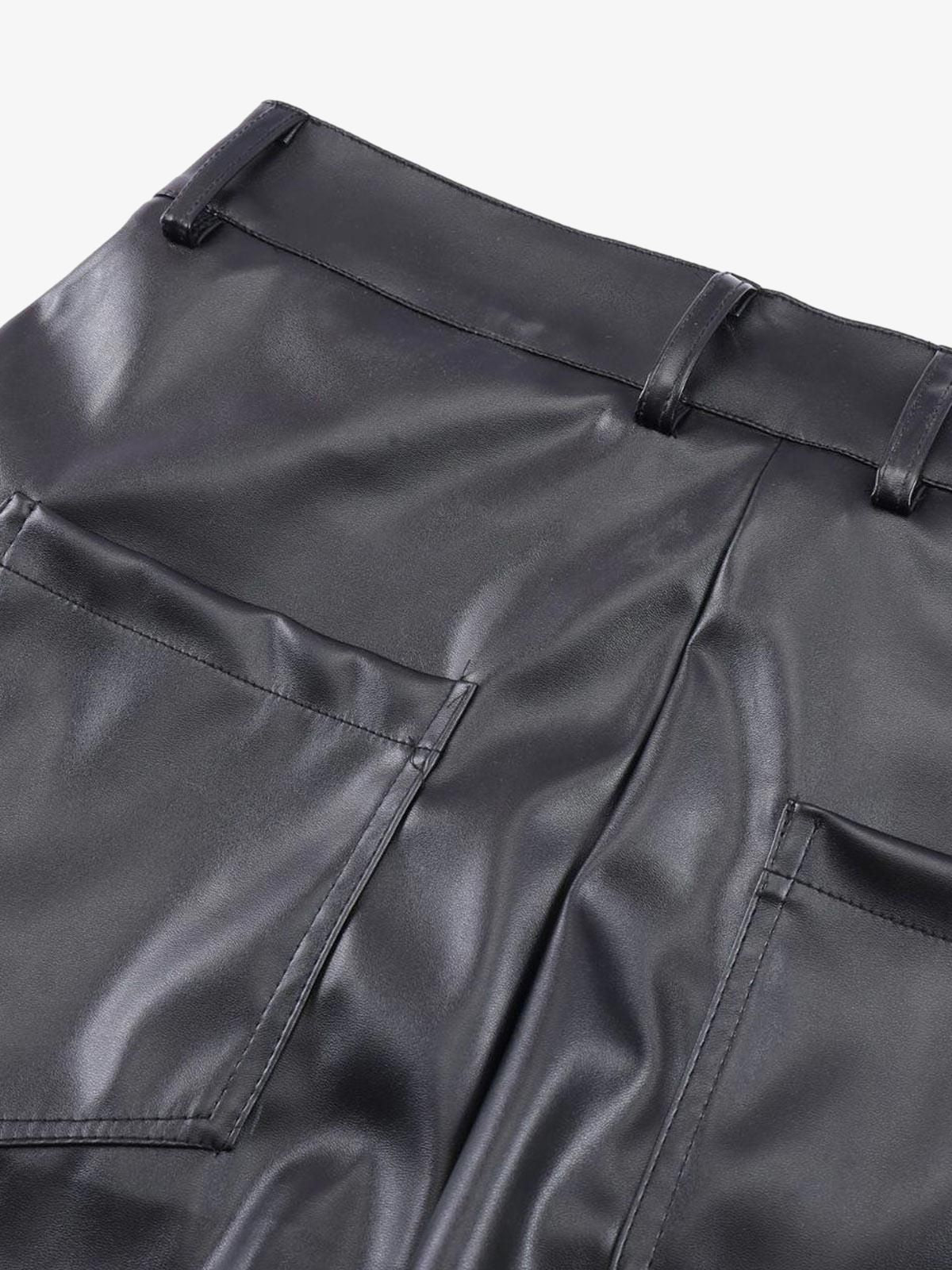 Thesupermade Punk Style Pleated Leather Pants - 2195 