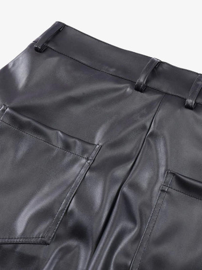 Thesupermade Punk Style Pleated Leather Pants - 2195 