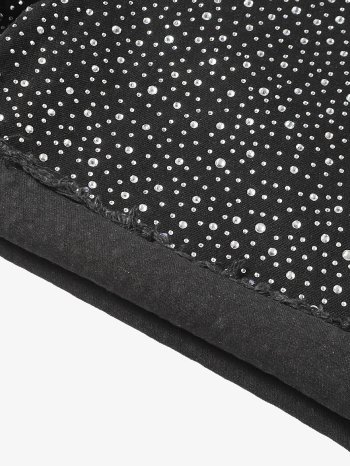 Retro Washed Rhinestone Raw Edge Denim Shorts - 2419 