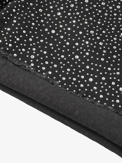 Retro Washed Rhinestone Raw Edge Denim Shorts - 2419 