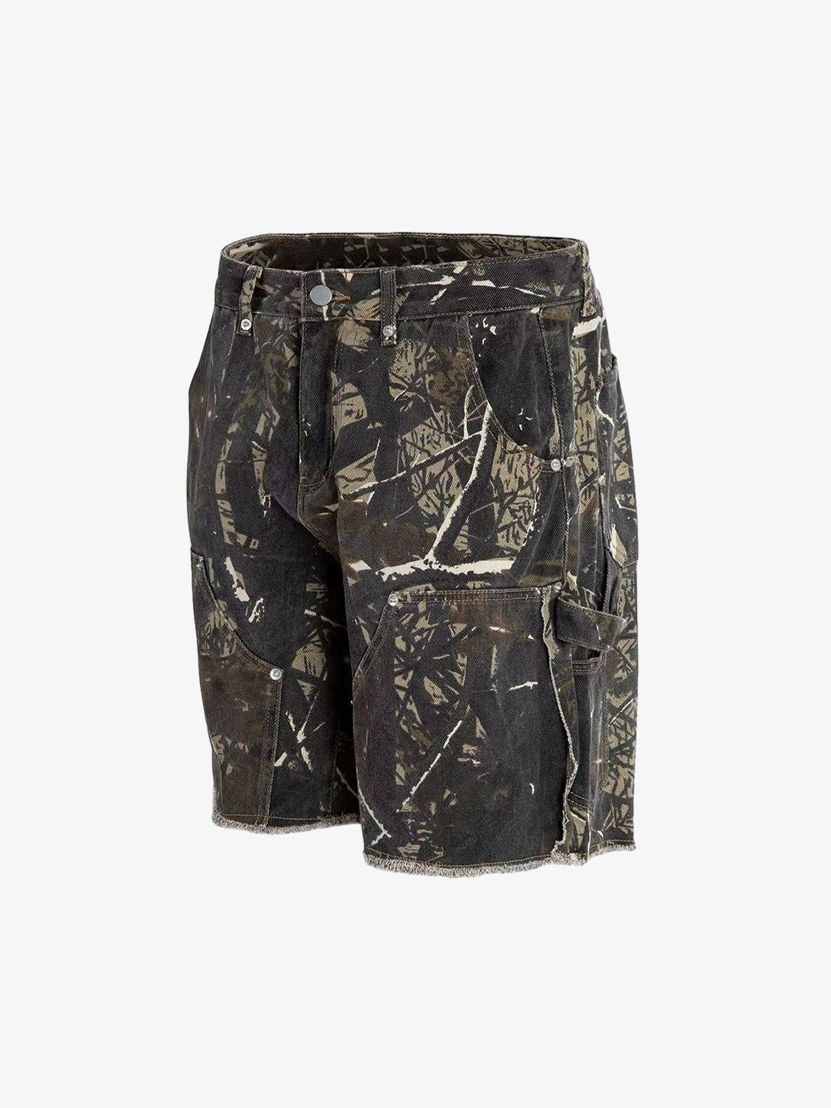 Thesupermade Retro Distressed Camouflage Workwear Hip-Hop Shorts 