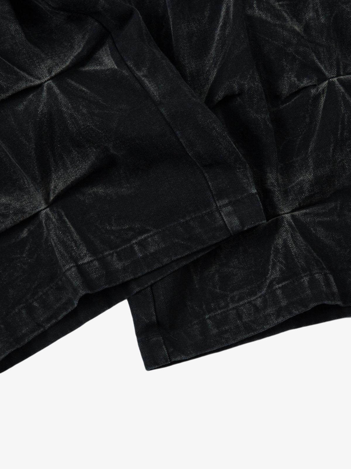 Denim Heavy Washed Distressed Pleated Baggy Jeans - 2282 
