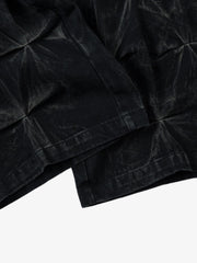 Denim Heavy Washed Distressed Pleated Baggy Jeans - 2282 