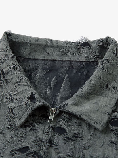 Distressed Ripped Short Sleeve Shirt 