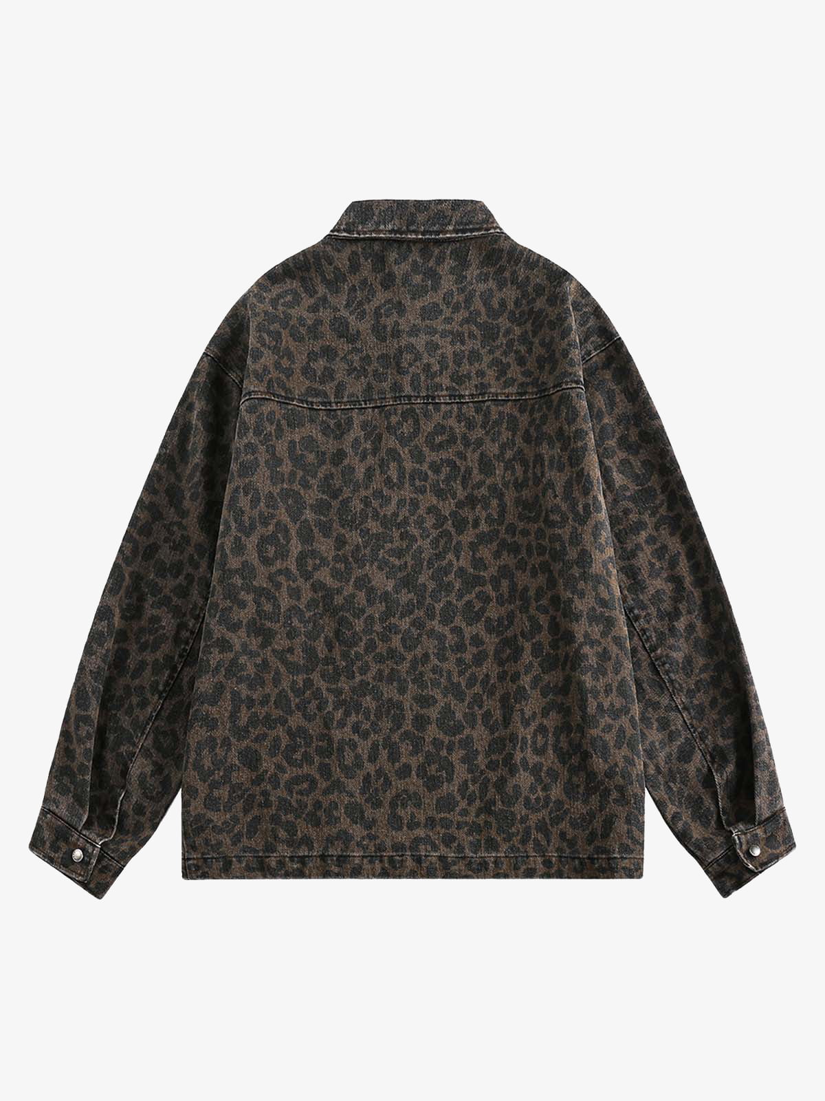 Vintage Washed Cheetah Denim Jacket 