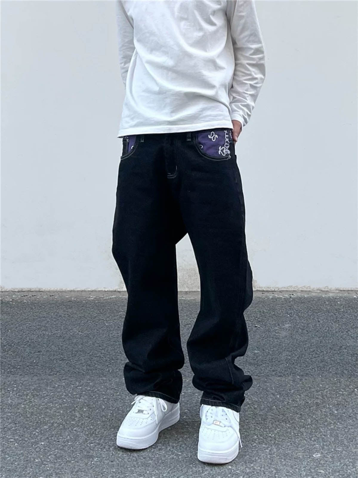 Thesupermade Petal Letter Straight Jeans 