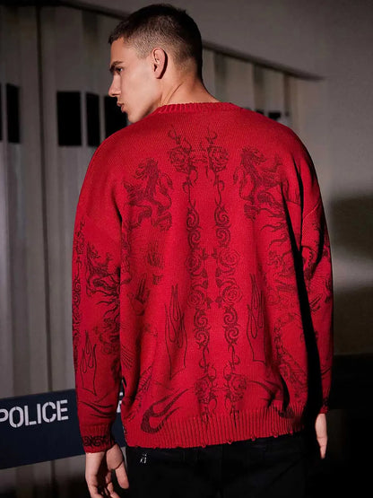 Thesupermade Skull Print Distressed Sweater - 1002 