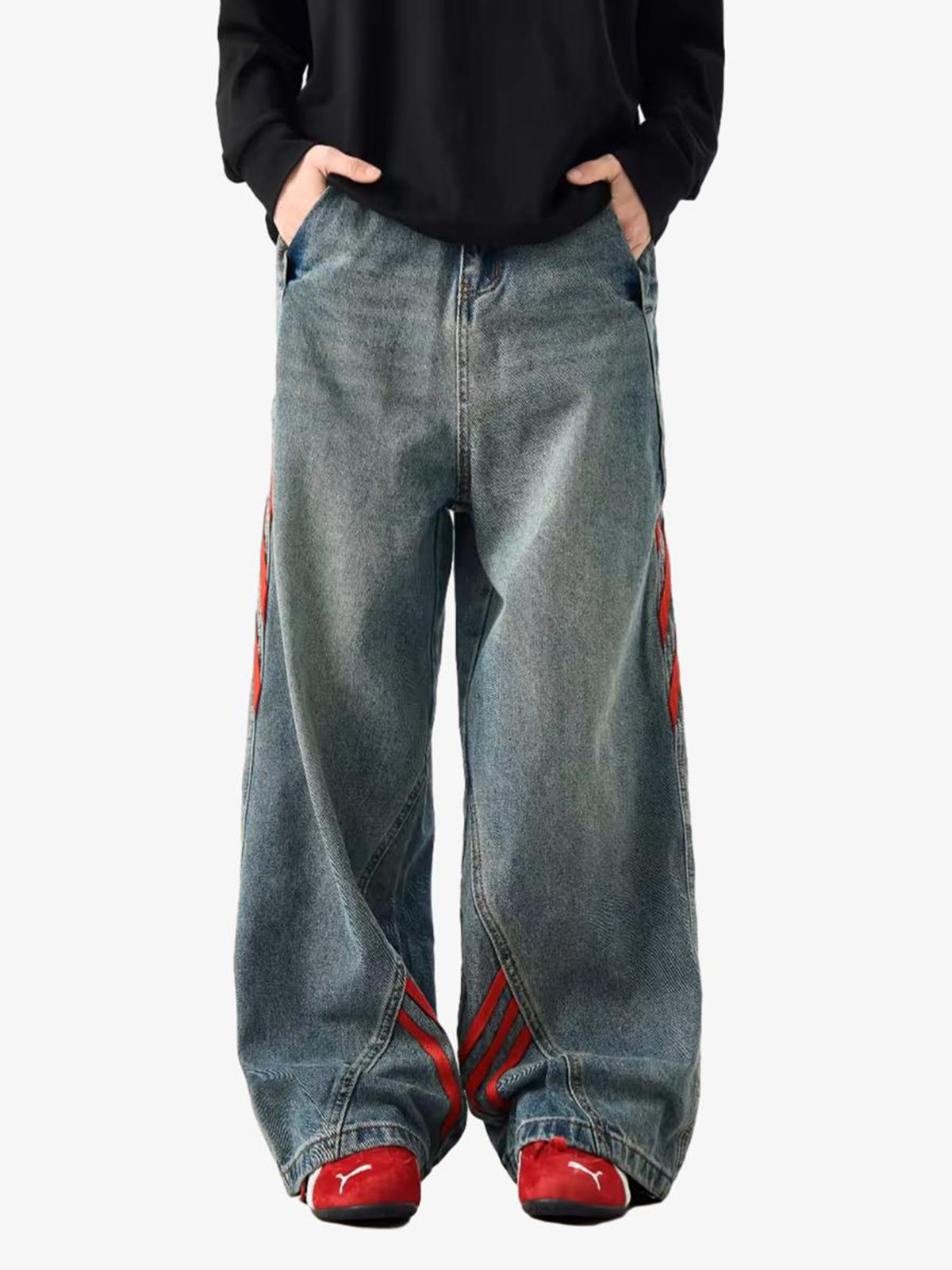 Thesupermade American Retro Contrast Washed Jeans 