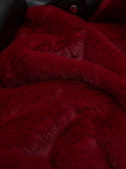 Deconstructed Multi Pocket Fur Hooded PU Leather Jacket - 2566 