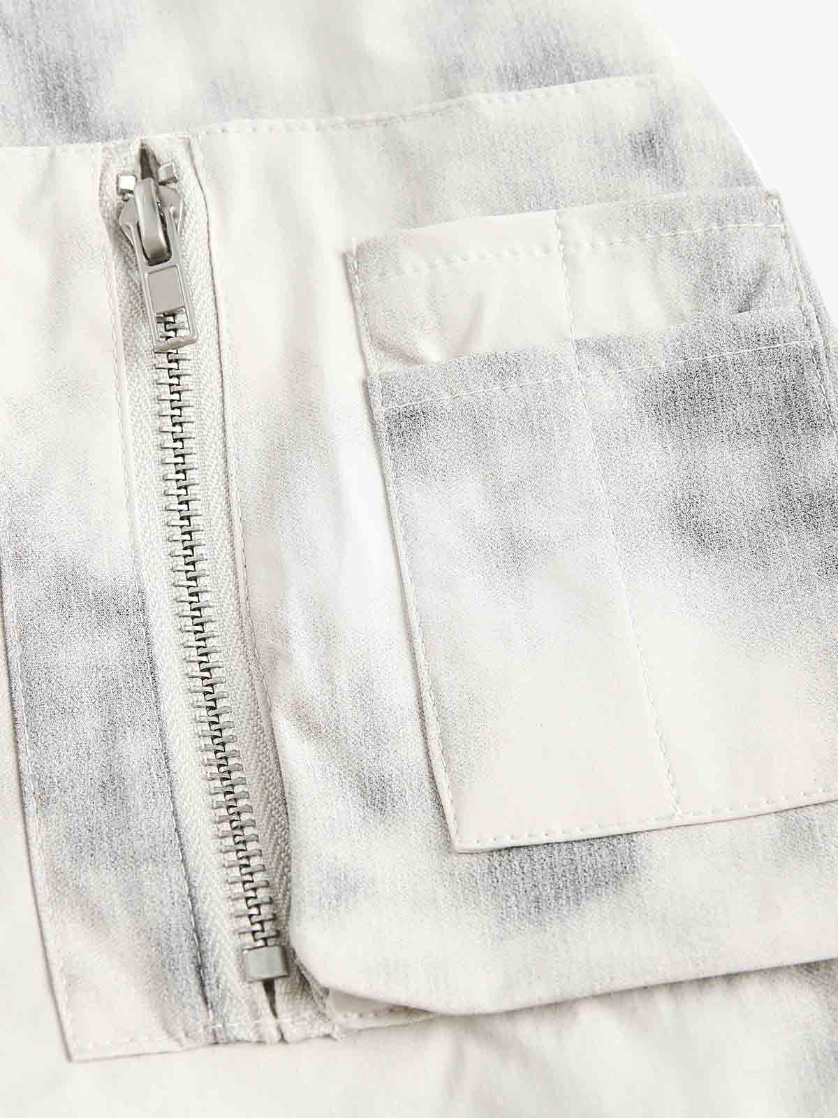 Patchwork Faux Two-Piece Gradient Hooded Bomber Jacket 