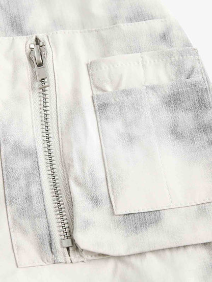 Patchwork Faux Two-Piece Gradient Hooded Bomber Jacket 