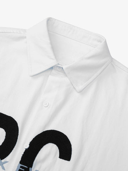 Thesupermade American Retro Letter Embroidered Shirt 