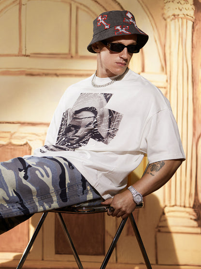 Original Retro Virgin Mary Mottled Cross Print T-Shirt 