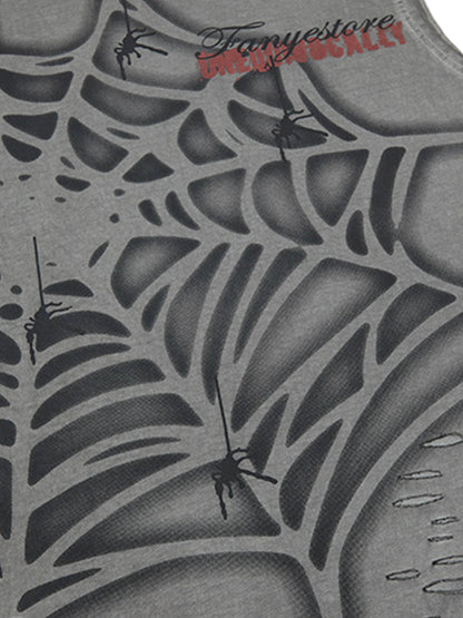 Raggedy Design Spider Web Graphic Vest - 2360 