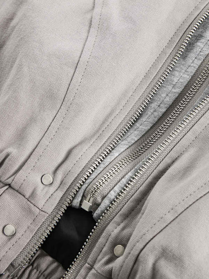 Deconstructed Split Faux Two-Piece Hooded Jacket 
