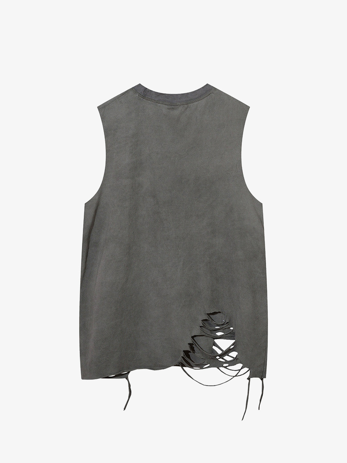 Distressed Ripped Graphic Cross Print Vest 