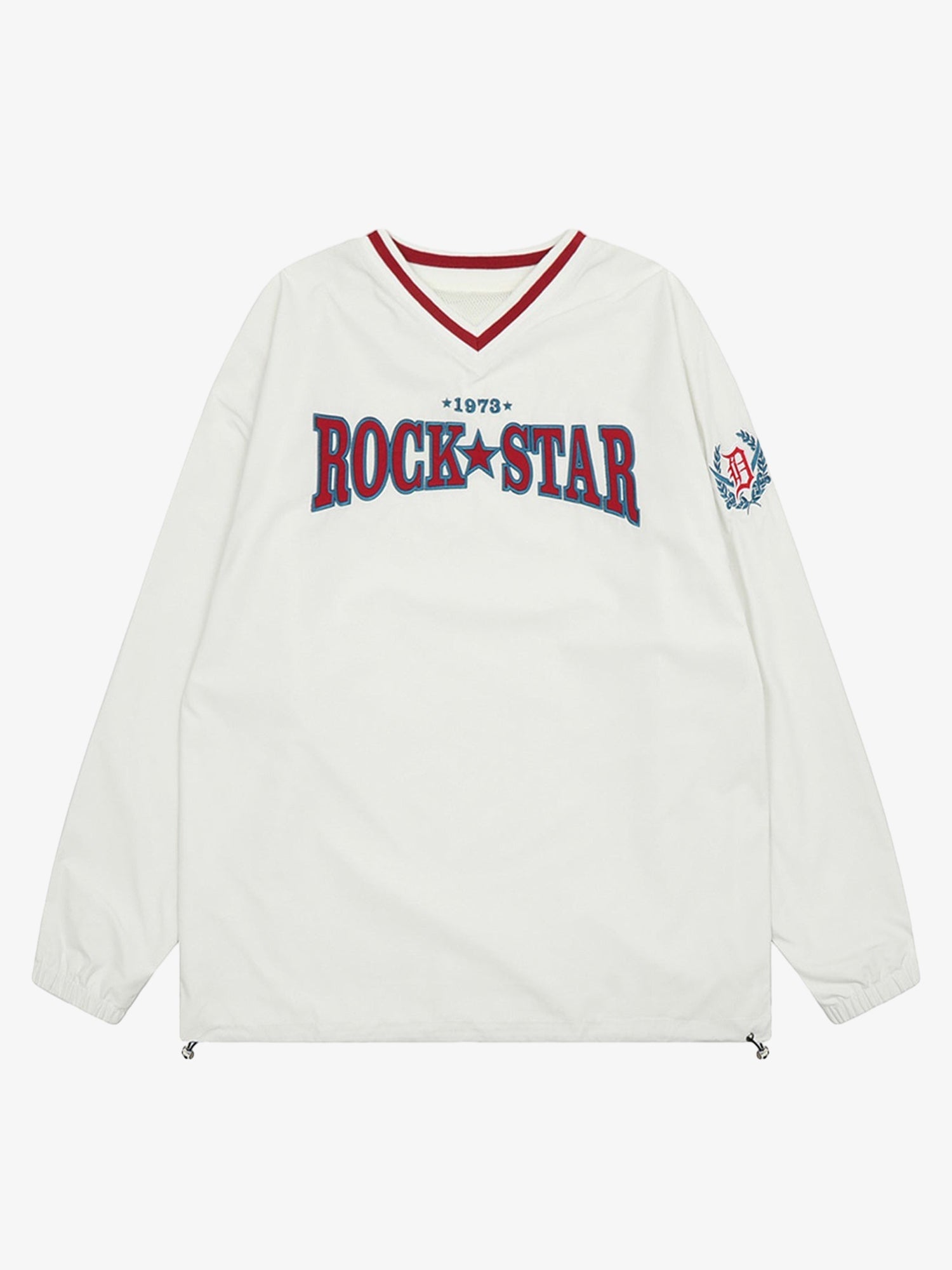 Thesupermade Retro Embroidered Monogrammed V-neck Sweatshirt - 2146 