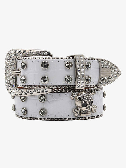 Thesupermade Rhinestone Skull Belt - 1668 