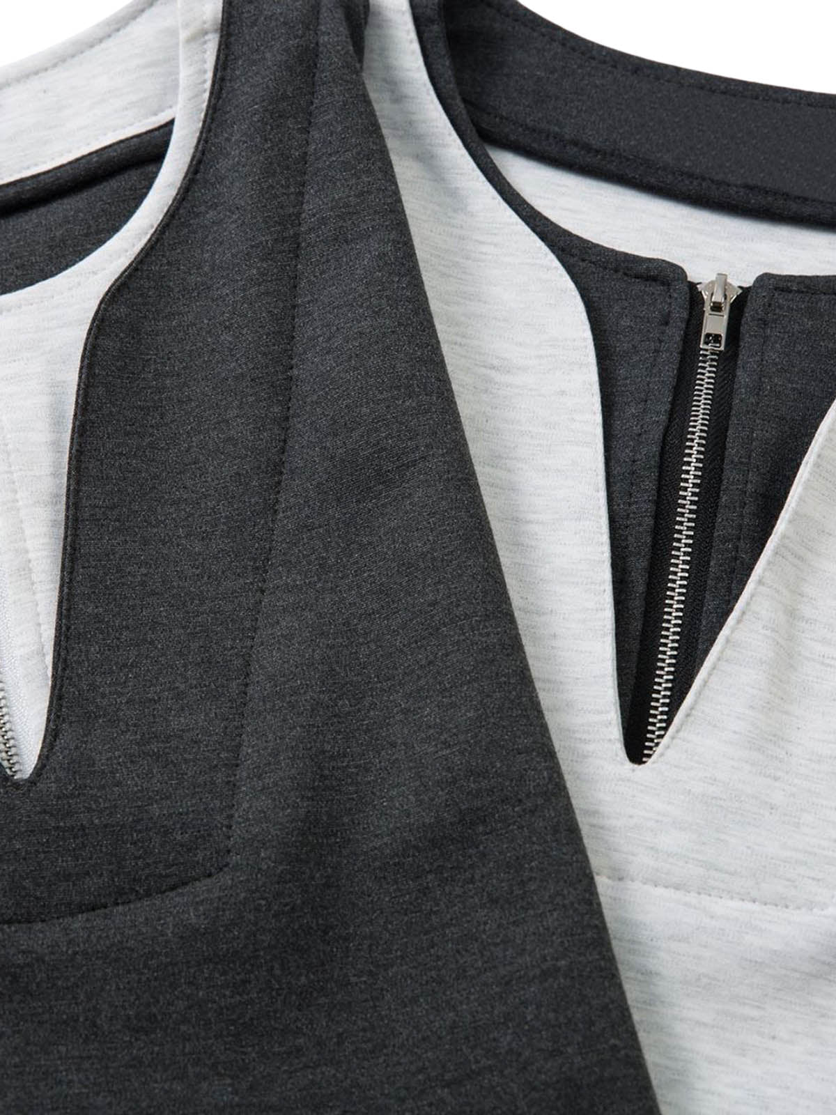 Contrast Color Stitching Faux Two-Piece T-shirt 