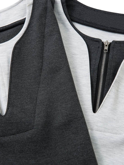 Contrast Color Stitching Faux Two-Piece T-shirt 