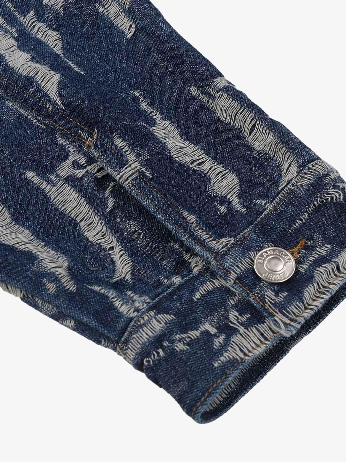 Thesupermade Embroidered Washed Denim Hoodie 