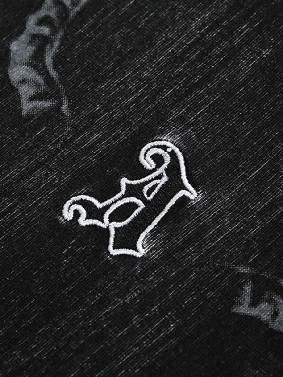 Distressed Embroidered Letter T-Shirt 