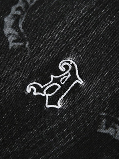 Distressed Embroidered Letter T-Shirt 
