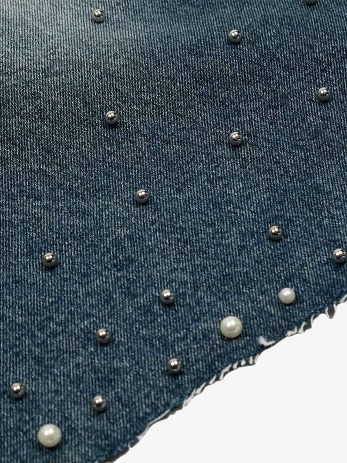 Washed Studded Denim Jorts 