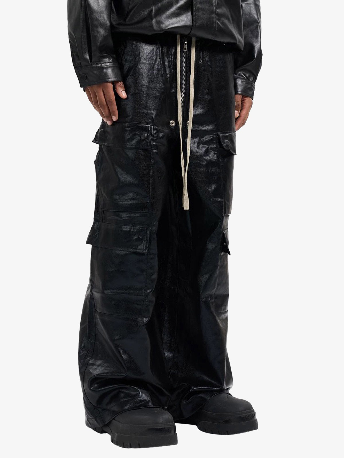 RO-style multi-pocket matte coated overalls - 2094 