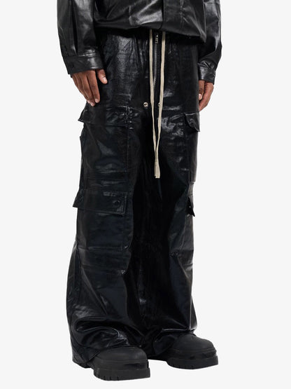 RO-style multi-pocket matte coated overalls - 2094 
