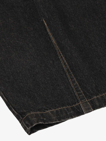 Patchwork Plaid Pleated Baggy Barrel Jeans - 2334 