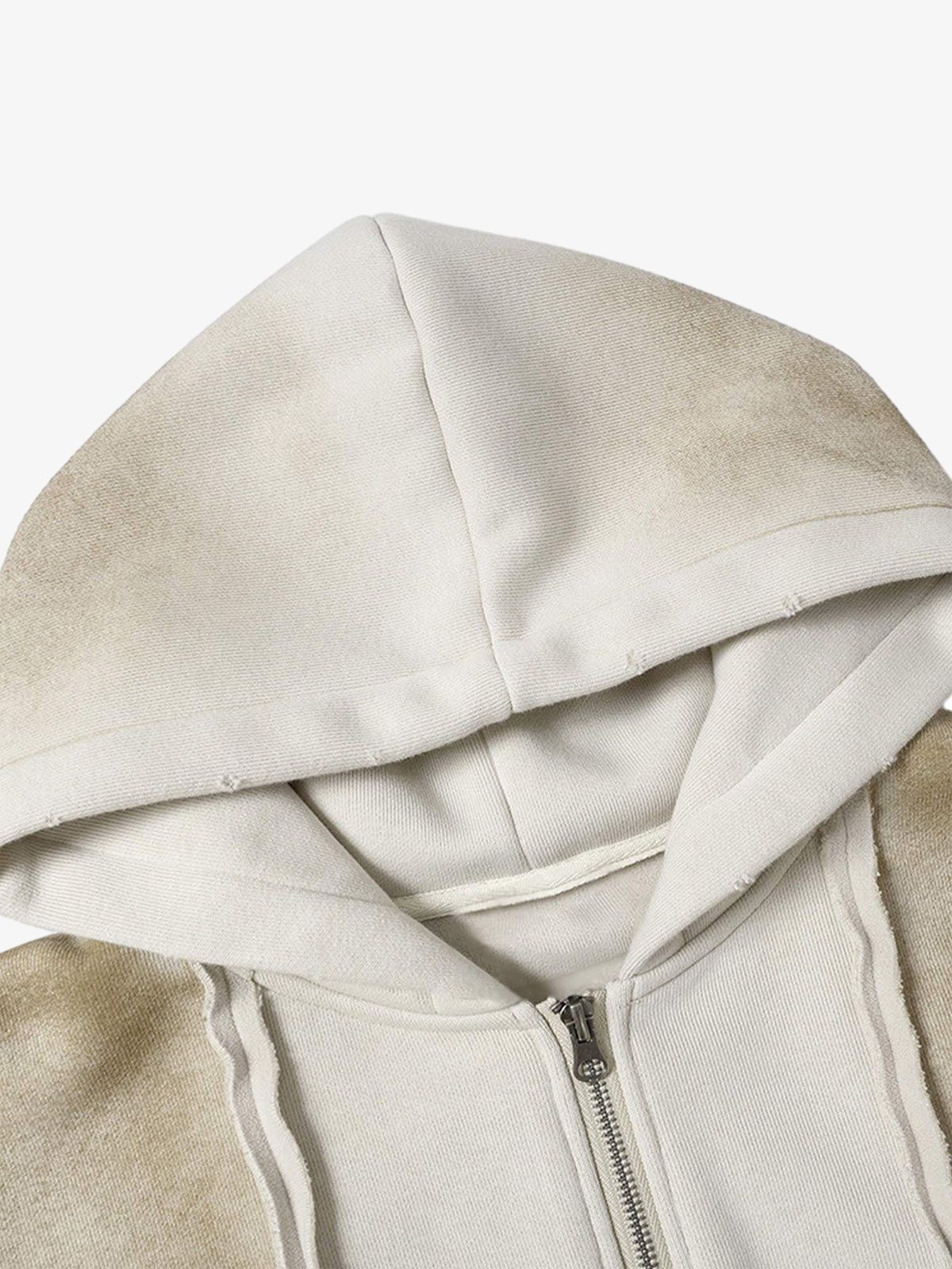 Thesupermade Distressed Patchwork Velvet Cardigan Hooded Sweatshirt 