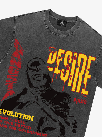 Retro Letter Protrait Graphic Print T-Shirt 