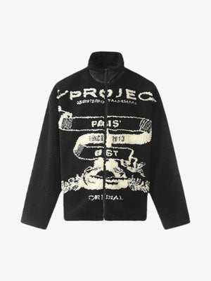 Thesupermade Jacquard Stand Collar Sherpa  Jacket 